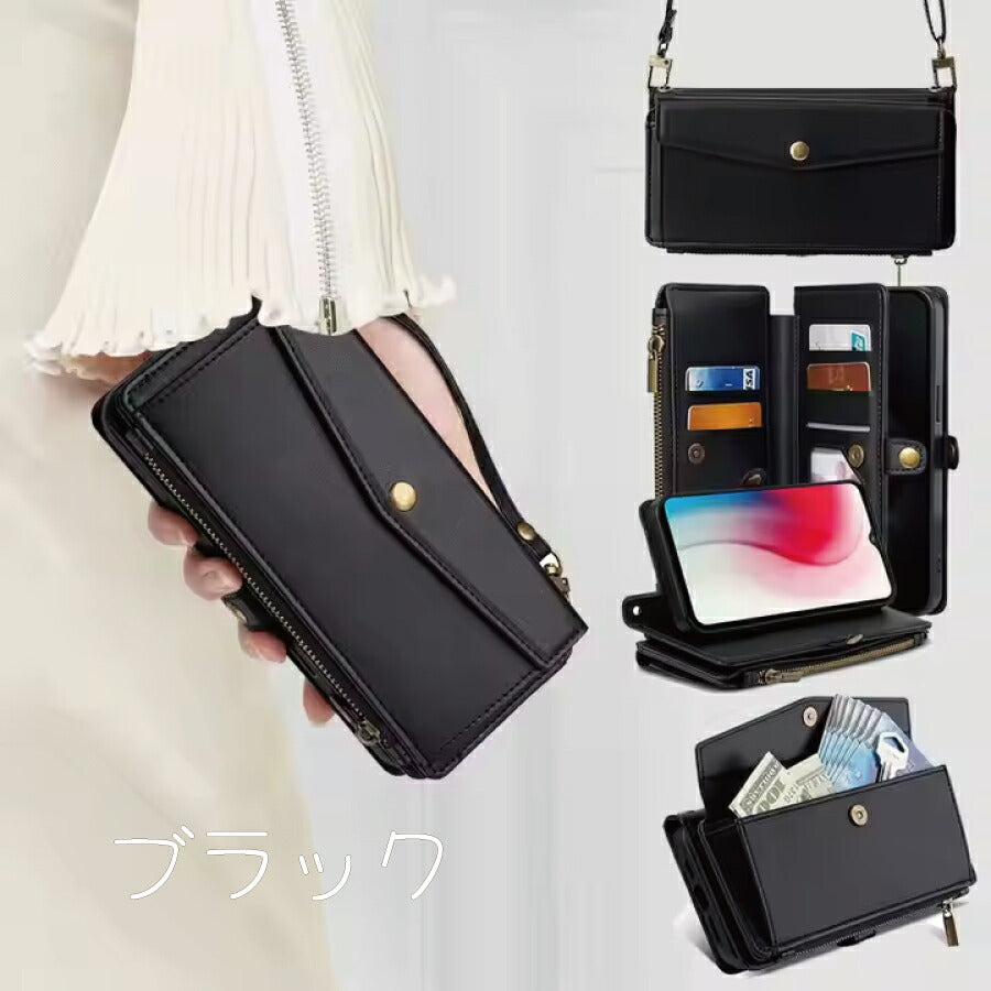 motorola edge 60 pro 手帳ケース 手帳型 モトローラ 手帳タイプ ケース カバー PUレザー カードポケット カード収納 サイドポケット スタンド機能 ショルダーストラップ ブラック