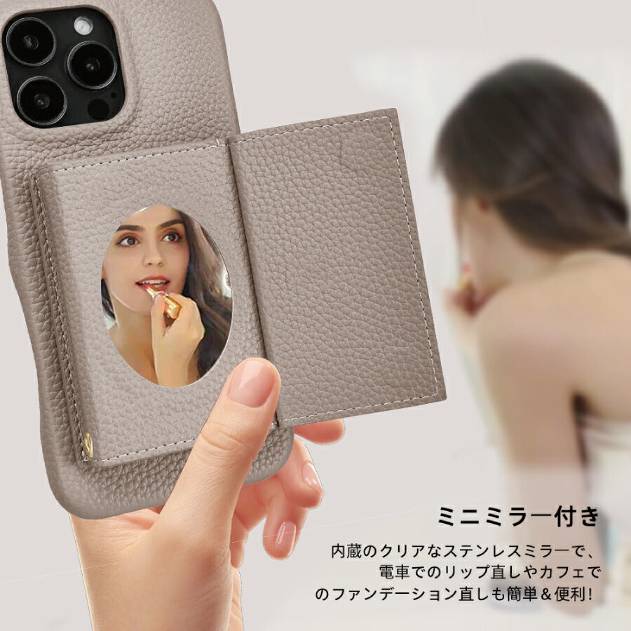 iPhone11ProMax ショルダーケース iPhone ショルダー アイフォン11プロマックス iPhone 11 promax ケース カバー PUレザー カードポケット カード収納 ミラー付き