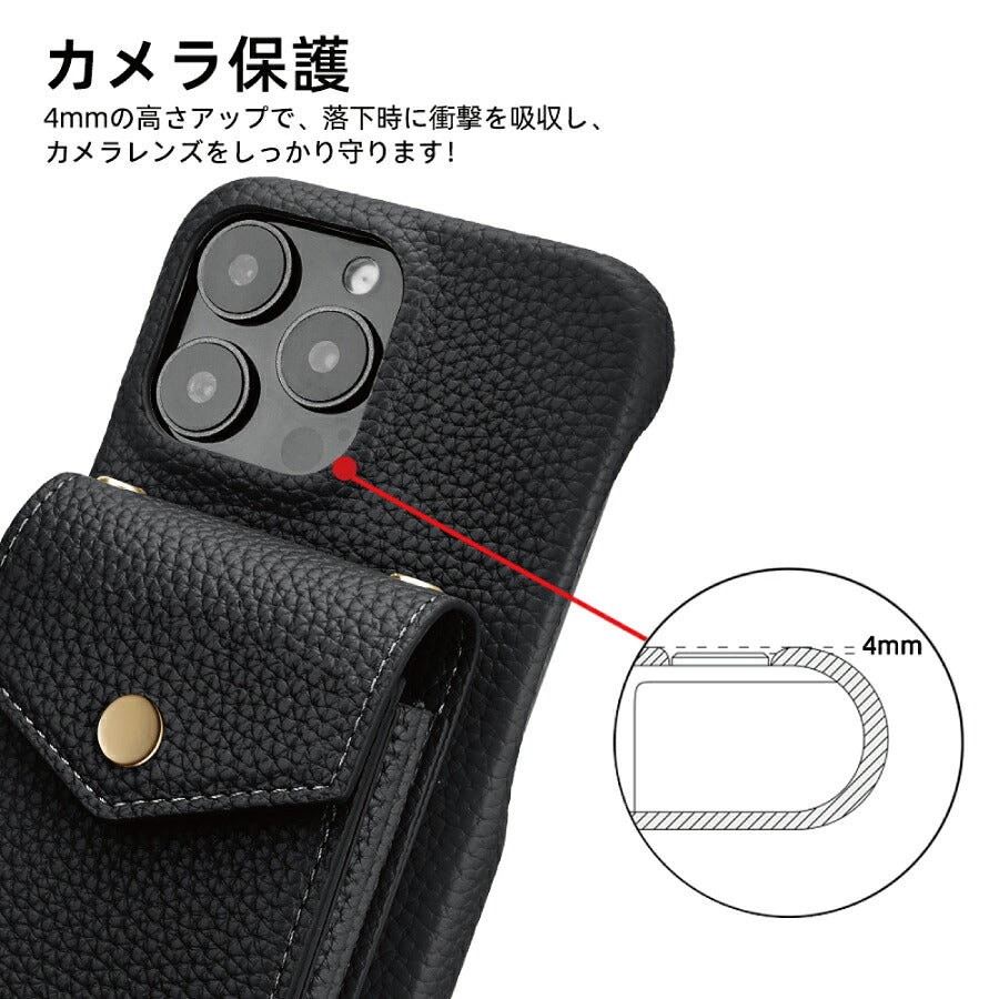 iPhone14ProMax ショルダーケース iPhone ショルダー アイフォン14プロマックス iPhone14ProMax ケース カバー PUレザー カードポケット カード収納 ミラー付き