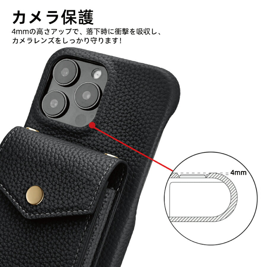 iPhone16ProMax ショルダーケース iPhone ショルダー アイフォン16プロマックス 16 Pro Max ケース カバー PUレザー カードポケット カード収納 ミラー付き