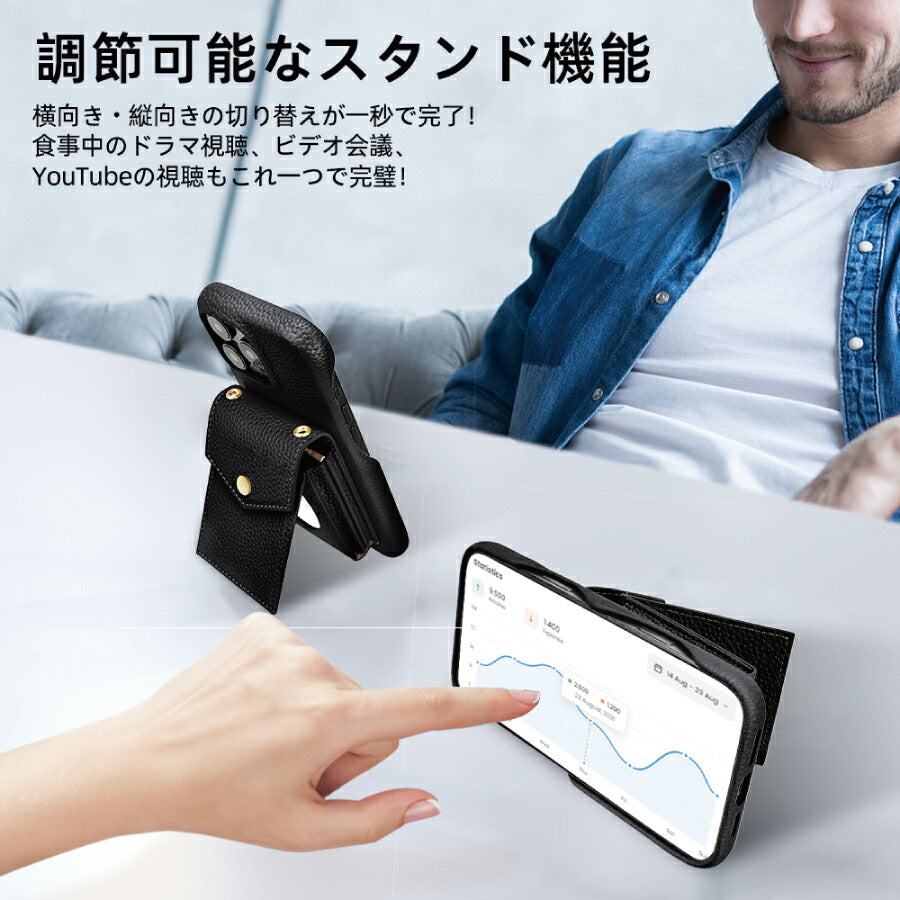 Galaxy A52 4G 5G SC-53B SOG05 ショルダーケース GalaxyA52 ショルダー ギャラクシーA52 ケース カバー PUレザー カードポケット カード収納 ミラー付き
