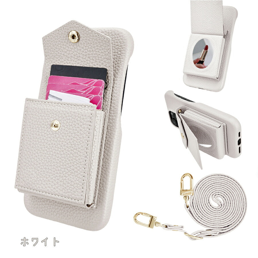 iPhone11 ショルダーケース iPhone ショルダー アイフォン11 iPhone 11 ケース カバー PUレザー カードポケット カード収納 ミラー付き