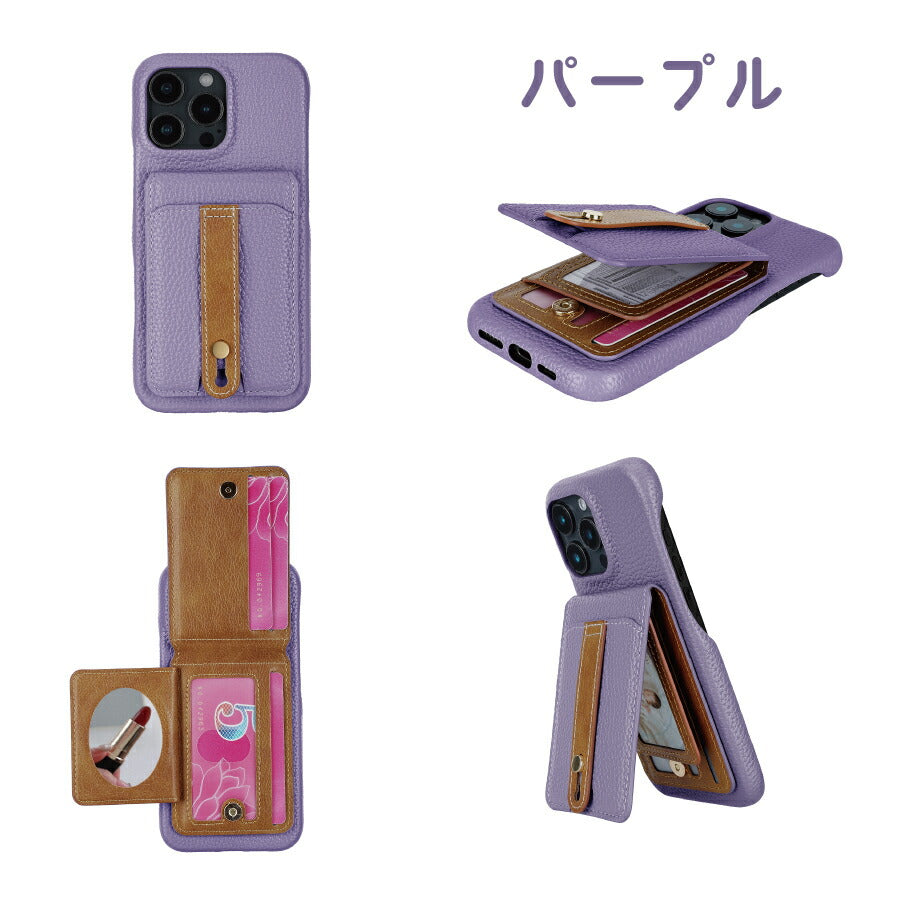 iPhone17e ショルダーケース iPhone16e ショルダー ケース カバー PUレザー カードポケット カード収納 ミラー付き